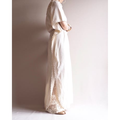 70s crochet kaftan maxi dress