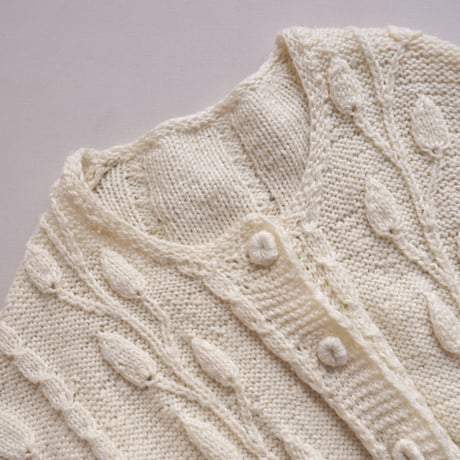 vintage leaf pattern oversized knit cardigan