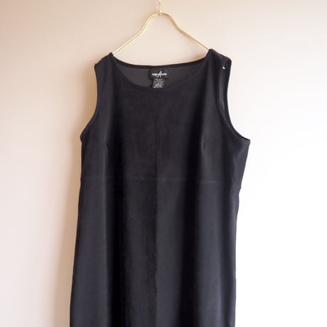 Black faux suede sleeveless maxi dress