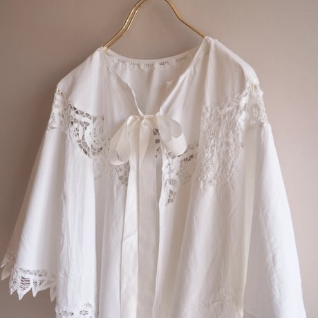 60〜70s battenberg lace collar cape