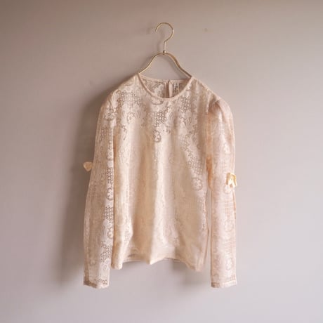 70〜80s puff sleeve lace blouse