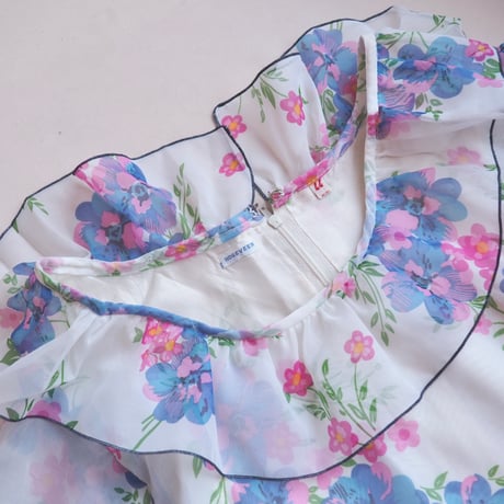 70s "HOGEVEEN" sheer floral midi dress