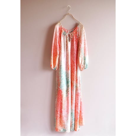 70s abstract gather house maxi dress