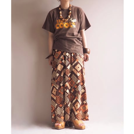70〜80s abstract print maxi skirt