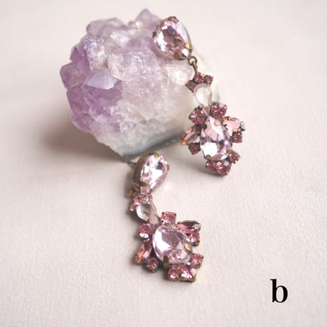 vintage czech rhinestone earrings(C)
