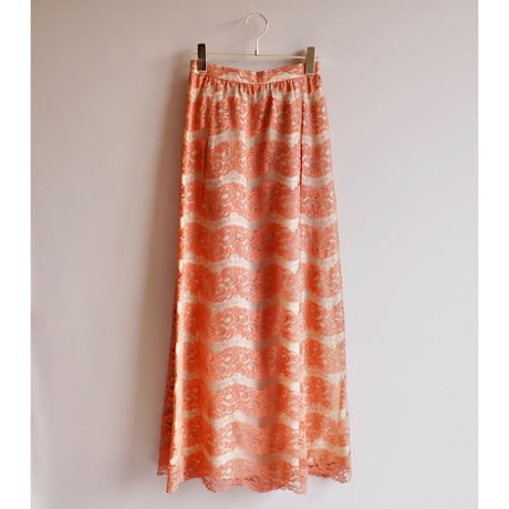 80s peach lace maxi skirt