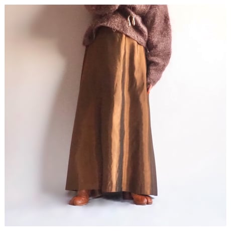 90s〜 "Coldwater Creek" metallic satin flare maxi skirt