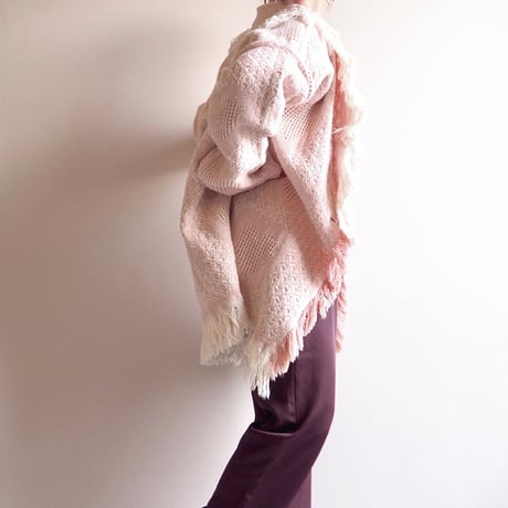 vintage heart pattern fringe cardigan