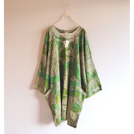 vintage african batik embroidered blouse