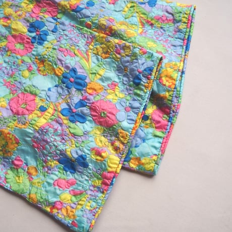 60〜70s quilted floral house maxi dress