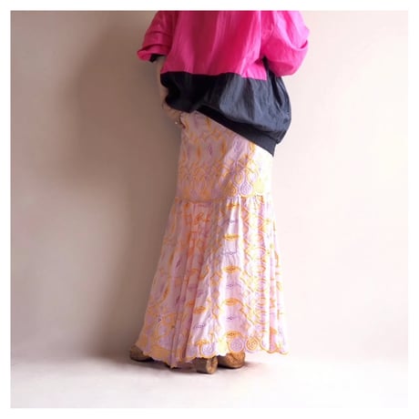 vintage embroidered maxi skirt