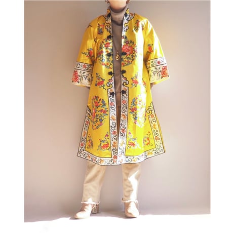 60〜70s chinese floral embroidered robe