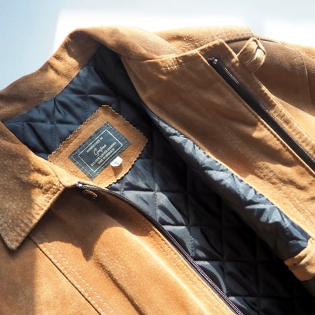 made in Australia drawstring suede × quilted jacket