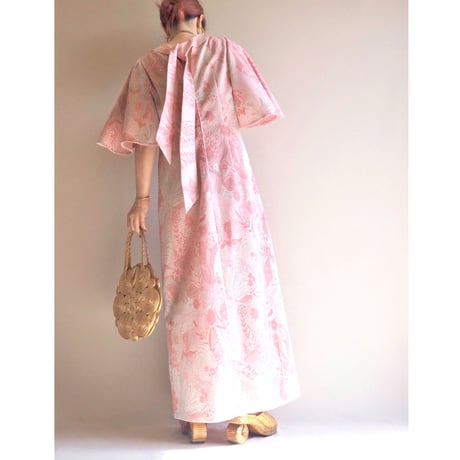 70s floral metallic knit maxi dress
