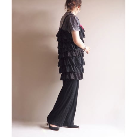60s〜 "Jeri Morton" lingerie lace ruffle dress