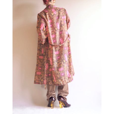 60〜70s abstract semi sheer nylon coat
