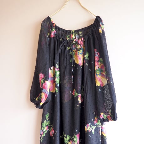 80〜90s floral sheer maxi dress
