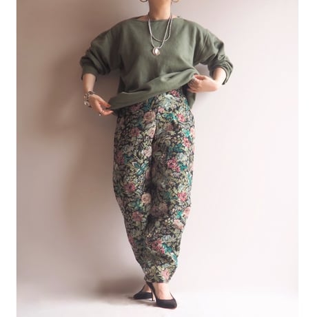 70s〜 ”Lilli Ann" floral beaded tapestry pants