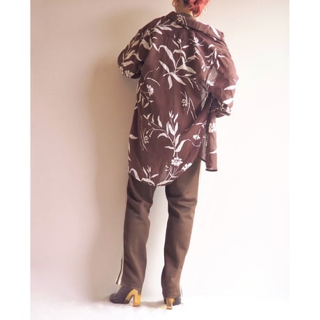 "Coldwater Creek" brown sheer floral blouse