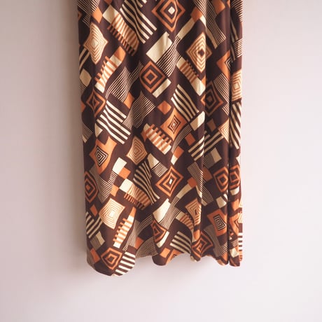 70〜80s abstract print maxi skirt