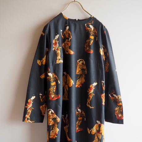 70〜80s geisha print maxi dress