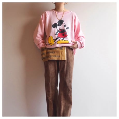 80〜90s mickey print sweatshirt  (pink)