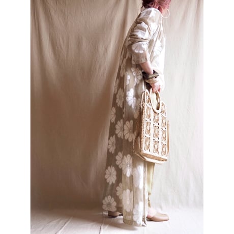 70s sheer floral maxi coat