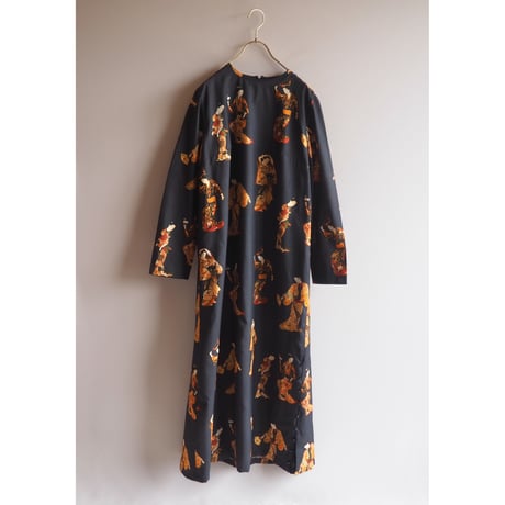 70〜80s geisha print maxi dress