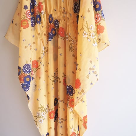 70s floral sheer kaftan dress
