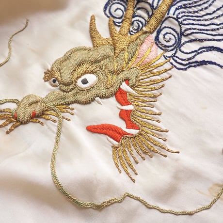 40s dragon embroidered silk robe