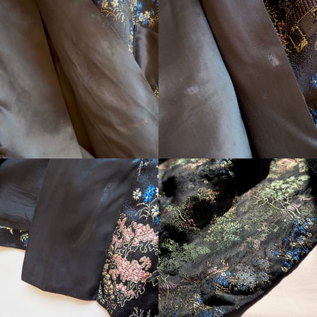 70〜80s black chinese brocade robe