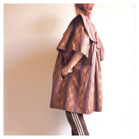 vintage big collar african batik tunic dress