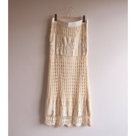 vintage ivory crochet maxi skirt