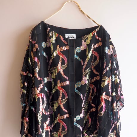 80s "PATRA" abstract metallic blouse
