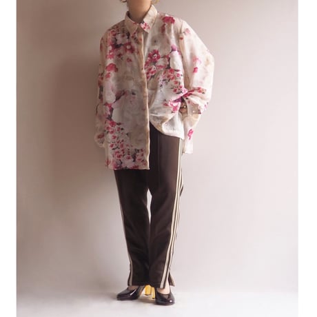 "CHAPS" semi sheer floral blouse