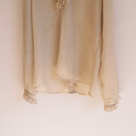 70s made in Ireland sheer ruffle blouse