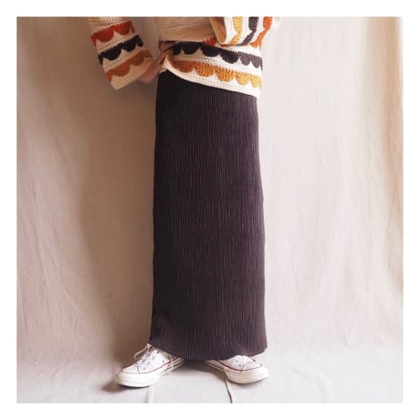 dark brown micro pleated maxi skirt