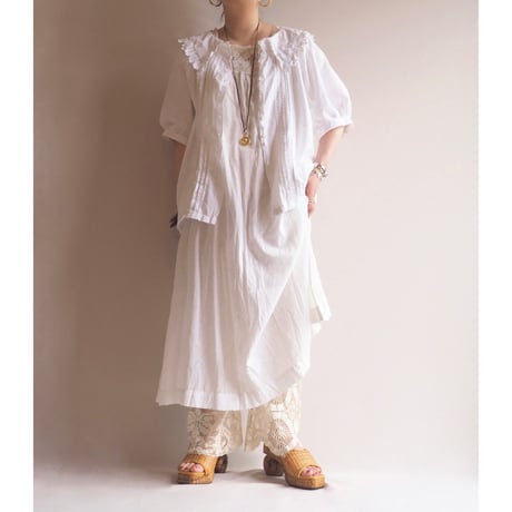 80〜90s lace collar cotton folk blouse