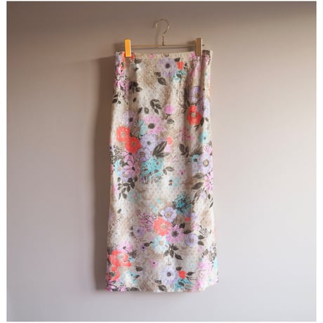 70〜80s floral metallic maxi skirt