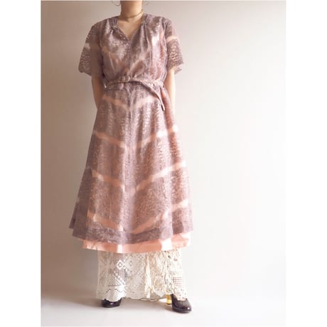 50s mauve lace midi dress