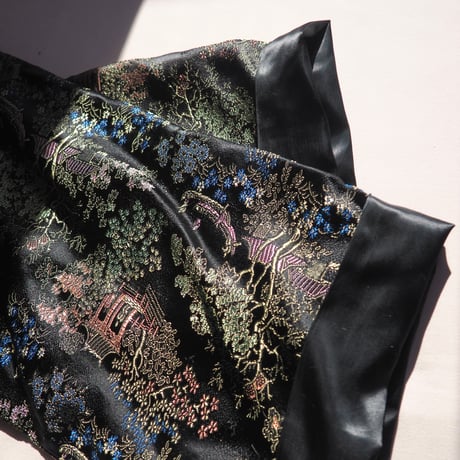 70〜80s black chinese brocade robe