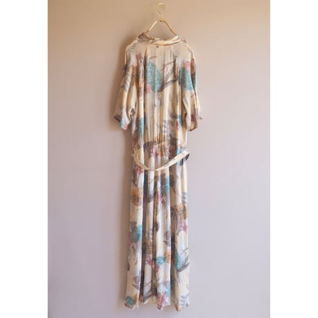 vintage floral semi sheer shirts maxi dress