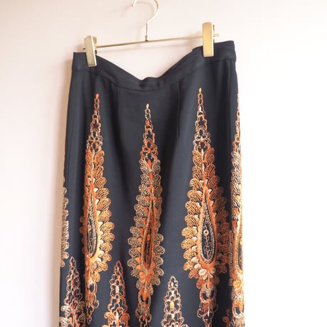 70s abstract embroidered maxi skirt