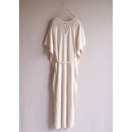 70s crochet kaftan maxi dress