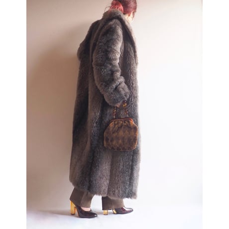 70s "Furrage Tissavel" faux fur long coat