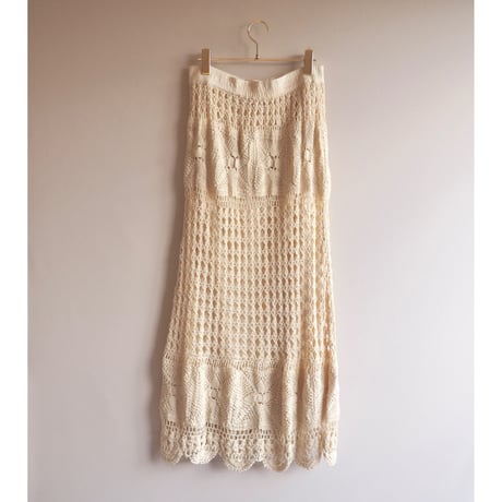 vintage ivory crochet maxi skirt