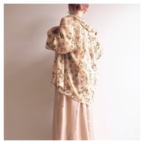 "crazy horse" abstract crinkle sheer blouse