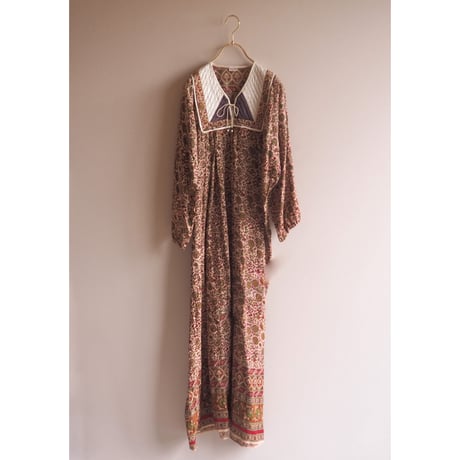 70s made in India cotton botanical maxi dress