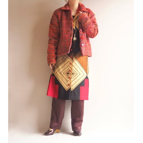70s geometric design midi dress