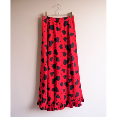 vintage heart ruffle maxi skirt